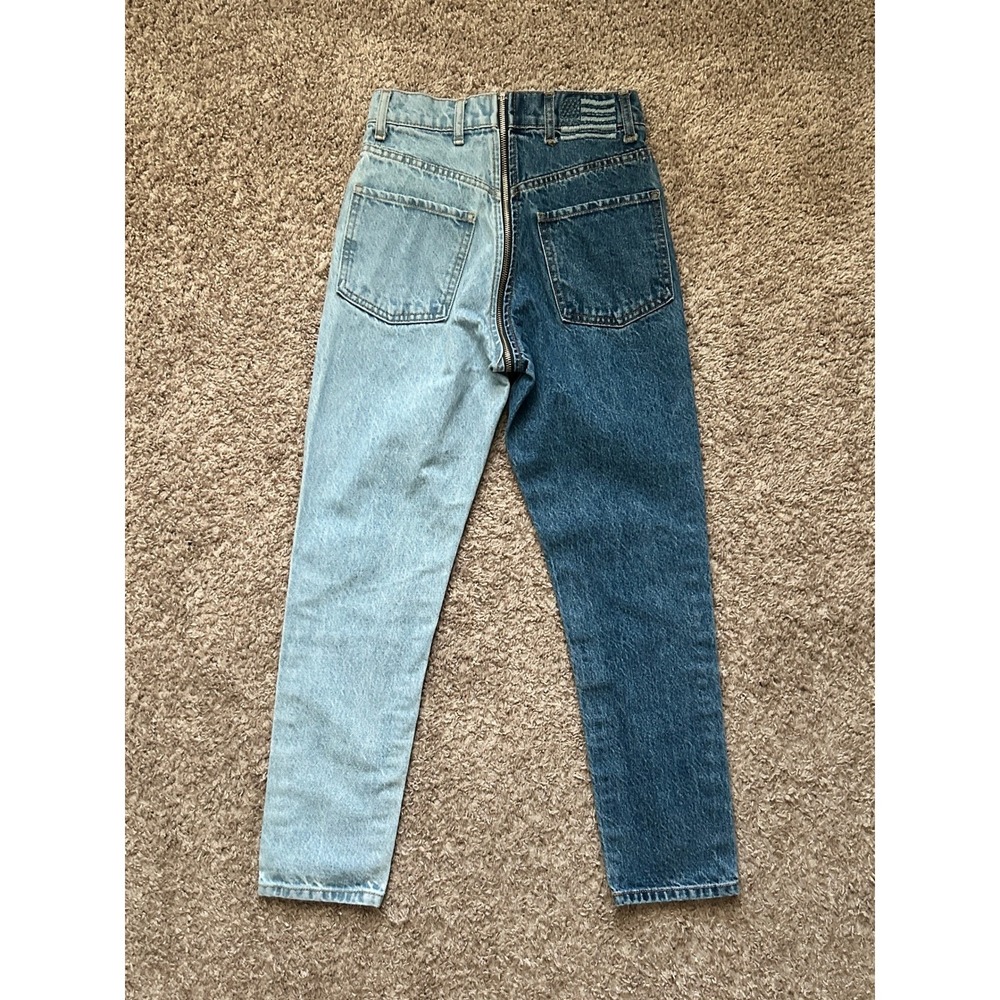 Revice Two Tone Split Denim High‎ Waisted Zipper Fly Jeans I Women's Size 24 - Picture 2 of 9